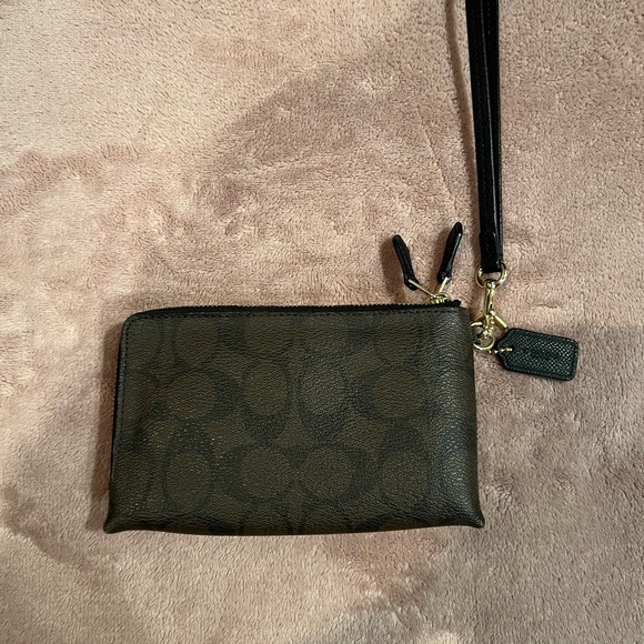 Coach Dark Brown Wristlet with Black Accents - Picture 2 of 4